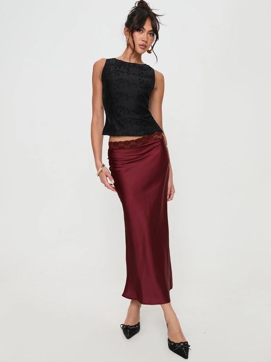 Princess Polly Dresses & Skirts - Princess Polly The Charmaine Maxi Skirt Burgundy